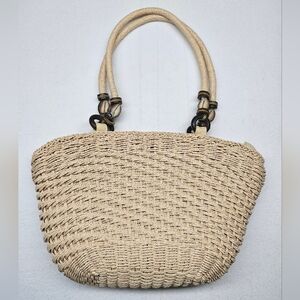 Cappelli Straworld Woven Straw Beach‎ Bag Tote with Shell Accents
